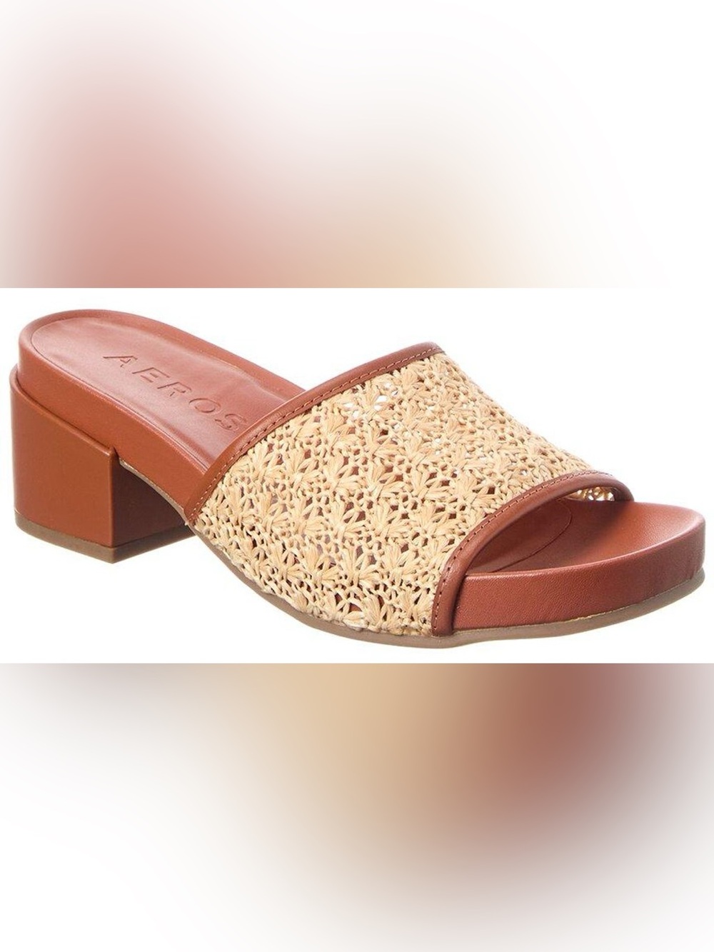 Aerosoles Clark Heeled Slide Sandals Mesh Crochet Chunky 90s